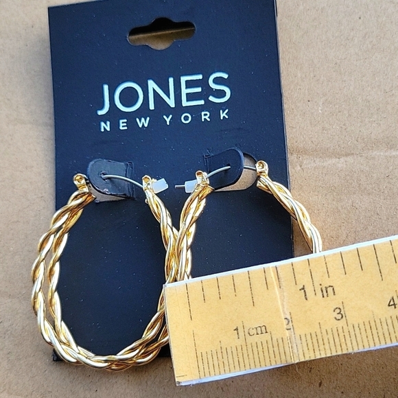 Jones New York Golder Twist Hoop Earrings. - Picture 3 of 3